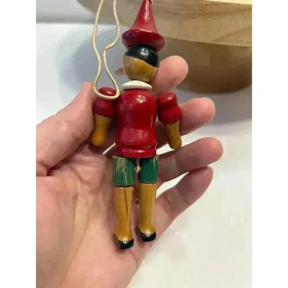 Vintage Hand Painted Wooden Pinocchio Doll Figurine Toy Made In Italy 5" - Picture 3 of 4